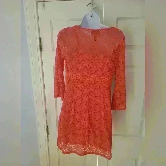 Laundry by Shelli Segal Size 4 Orange Lace Overlay Dress - Picture 10 of 16